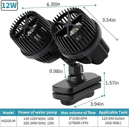 Безшумний циркуляційний насос для акваріума hygger 2*8000 л/ч - мініатюра 3