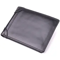 Невеликий чоловічий гаманець без застібки з натуральної шкіри Vintage s_15097 чорний - мініатюра 1