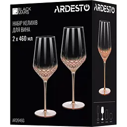 Набір келихів для вина Ardesto Black Mars Favola 460 мл прозоро-золотисті 2 шт. (AR2646G) - мініатюра 3