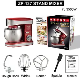 Тістоміс 4в1 з нержавіючої сталі 7л 3500Вт ZP-137 Червоний - мініатюра 3