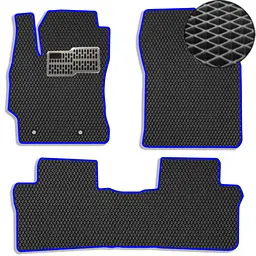 Килимки у салон EVA для Toyota Corolla Е160 / E170 2013-2018 з підп'ятником Чорні-Синій кант 5 шт