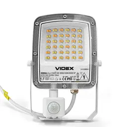 LED прожектор Videx F5 30 Вт 3000-5000-6500 K з датчиком руху 230 В білий (VL-F5-030CW-S) - мініатюра 2