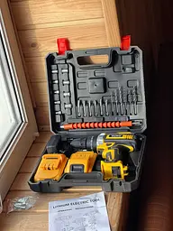 Акумуляторний дриль шуруповерт 24 v 5 ah з набором біт, свердлів, інструментів і насадками в кейсі з 2-ма акумуляторами для роботи - мініатюра 9