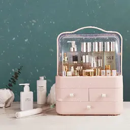 Настільний органайзер для косметики XPRO YM206-2 Three Drawers 4 секції великий рожевий (MER-14976_840) - мініатюра 2