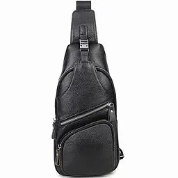 Сумка-слінг чоловіча на плече 17х32х7 шкіряна для міста TIDING BAG MK16094 чорна 17 см - мініатюра 2