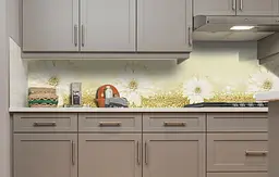 Вініловий кухонний фартух Квіти на піску наклейка для кухні ПВХ Бежевий 60х200 см Happy Pocket Z181678 - мініатюра 4