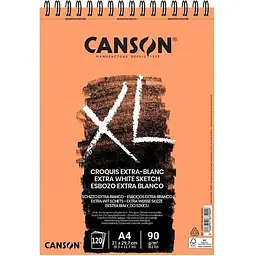Альбом для ескізів Canson на спіралі XL Extra Whitе А4 (21х29.7см) 90г/м2 120л білий колір