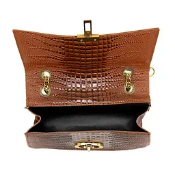 Сумочка на ланцюжку каркасна через плече Lilly P4-6536C коричнева - мініатюра 8