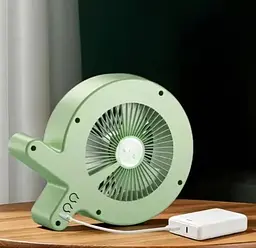 Настільний акумуляторний вентилятор Desktop Fan S37 з RGB-підсвіткою, 3 швидкості, 2,8 Вт, салатово-білий - мініатюра 4