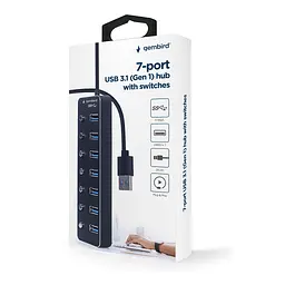 Концентратор Gembird USB 3.0 7 ports (UHB-U3P7P-01) - мініатюра 5