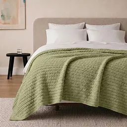 Плед покривало Cosas Olive Knitted Braid 240х260 см косичка (Blanket_76Olive_KnittedBraid_240x260) - мініатюра 2