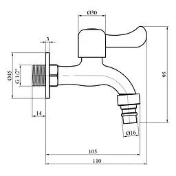 Кран для поливу Kroner KRP Edelstahl Klassisch - ESG0991 1/2'' ЗР (CV035450) - мініатюра 2
