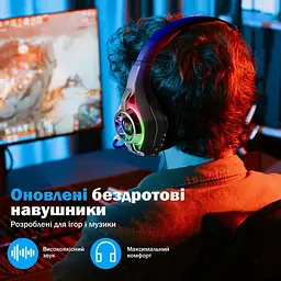 Ігрова гарнітура Kotion Each GS400 Ultra 2.4G з віртуальним звуком 7.1 для ПК та консолей (Чорний) - мініатюра 4