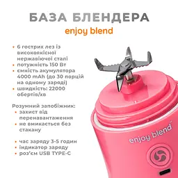 Портативний блендер ENJOY BLEND 63738399 рожевий (кораловий) (63738399) - мініатюра 5