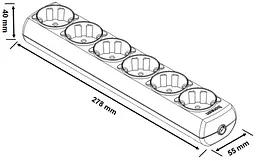 Удлинитель Borsan 6 гнезд с заземлением 2 м белый (BR-1556-215) - миниатюра 3