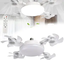 Світлодіодна стельова люстра-вентилятор AY1053 / LED лампа з вентилятором у патрон / Стельовий світильник-вентилятор 60W - мініатюра 2