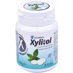 Льодяники з ксилітолом Miradent Xylitol Drops в банці м'ята 26 шт 