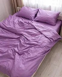Постільна білизна полуторна Dushka Home Страйп сатин 20596 160х215 см лавандове