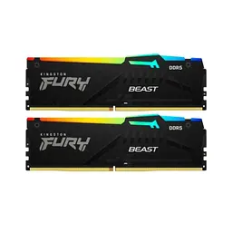 Модуль пам'яті для комп'ютера DDR5 64GB (2x32GB) 5600 MHz Beast RGB Kingston Fury (ex.HyperX) (KF556C36BBEAK2-64) - мініатюра 1