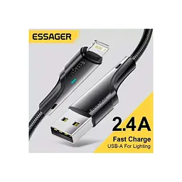 Дата кабель USB 2.0 AM to Lightning 1.0m 2.4A black Essager (EXCL-LS01) - мініатюра 2