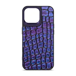 Кожаный чехол для Apple iPhone 14 Pro Max, Harder Kaiju Skin, синий, термополиуретан ТПУ + экокожа с эффектом текстуры монстра, панель, защита корпуса, противоударный, микрофибра, рамка вокруг камеры, защита всего корпуса, (ARM76865)