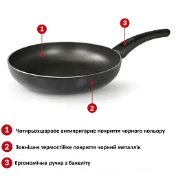 Сковорода алюмінієва 32 см чорна - мініатюра 3