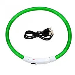 Нашийник з LED-підсвічуванням та USB-заряджанням 35 см зелений
