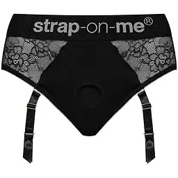 Мереживні труси для страпона з підв'язками для панчіх Strap-On-Me Diva Harness L