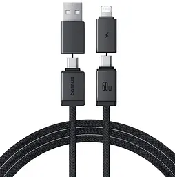 Кабель Baseus Versatile Two-for-Two Fast Charging Cable U+C to C+L 60W 1m Cosmic Black