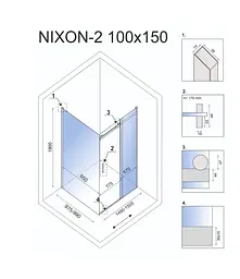 Душова кабіна Rea Nixon 100x150 L chrome REA-K5014 + REA-K5008, Хром, Ліва, прозорий, хром - мініатюра 2