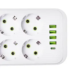 Мережевий фільтр-подовжувач SMART 6 розеток 5 USB 5 метрів, білий
 - мініатюра 6
