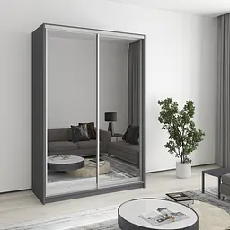 Шафа-купе дводверна MebelStar Стандарт AL 2 Дзеркала 140x60x210 см Антрацит (MBS-2526)