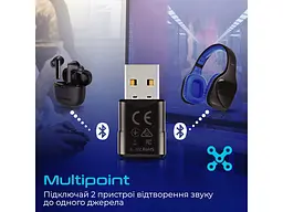 Bluetooth-адаптер Promate BlueLink Bluetooth 5.0 Black (bluelink.black) - мініатюра 3
