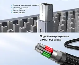 Кабель для принтера UGREEN US370 USB-C - USB-B 2.0 2 м чорний (80807) - мініатюра 10