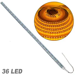 Стрічка діодна алюміній 12V - 50 см - 2А 36LED - в силіконі ефект суцільної стрічки Жовте світло (5630)
