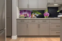 Кухонний фартух самоклеючий Гармонія для кухні наклейка орхідеї каміння Чорний 65х250 см Happy Pocket Z180432 - мініатюра 5