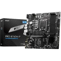 Материнська плата MSI PRO LGA1700, B760M-P, B760, 4xDDR5, Int.Video(CPU), 4xSATA3, 2xM.2, 1xPCI-E 16x 4.0, 2xPCI-E 1x 4.0, ALC897, RTL8111H, 4xUSB3.2/8xUSB2.0, VGA/HDMI/DP, MicroATX - мініатюра 2