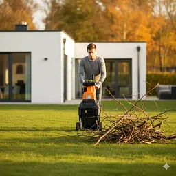 Подрібнювач садовий MS2800/45 KIT, 220В, 2800Вт, гілки до 45мм, фреза, контейнер 60л + подовжувач 10м помаранч. - мініатюра 3