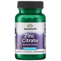 Цитрату цинку Swanson Zinc Citrate 30 mg, 60 капсул для підтримки зору та імунітету