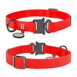 Нашийник для собак водостійкий Waudog Waterproof з QR-паспортом металічна пряжка-фастекс Ш 25 мм Д 34-49 см червоний