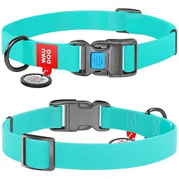 Нашийник для собак Waudog Waterproof, коллартекс, водостійкий, світиться, з QR паспортом, пластикова пряжка-фастекс, 23-35х1,5 см, ментоловий - мініатюра 3
