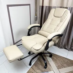 Крісло комп'ютерне DEXON OPTIMA з еко-шкіри з підставкою для ніг Бежевий - мініатюра 15