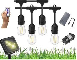 Садова LED гірлянда Edison 5 м, 10 ламп, 4 типи живлення (сонячна панель, USB, мережа 220В, powerbank), IP65, з пультом керування