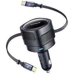 АЗП Baseus Enjoyment Max PD60W with retractable cable 2USB-C C00035507121 Cosmic Black