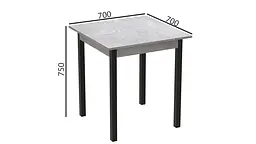 Стіл кухонний Ferrum-decor Агата 75x70x70 Чорний ДСП Бетон 16мм (FRD-105557) - мініатюра 3