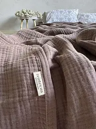 Покривало Zeintex Heaven муслінове бавовняне шоколадне 180х230 см - мініатюра 6