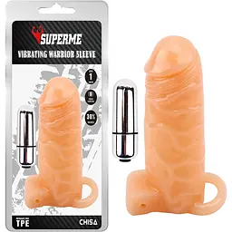 Насадка на пеніс Super Me Vibrating Warrior Sleeve 14 см тілесний