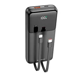 Зовнішній акумулятор із 2 кабелями Borofone BJ22A fully compatible with cable 20000mAh чорний - мініатюра 4