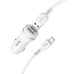 Автомобільний зарядний пристрій Hoco Z27 Staunch dual port in-car charger set with Micro 2USB 2.4A Білий