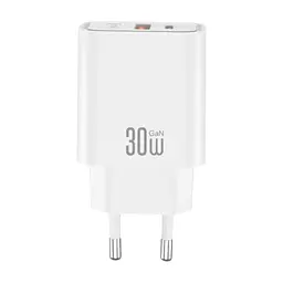 Зарядний пристрій XO 1xUSB 22.5W + 1xUSB-C PD30W white (CE42.white) - мініатюра 7